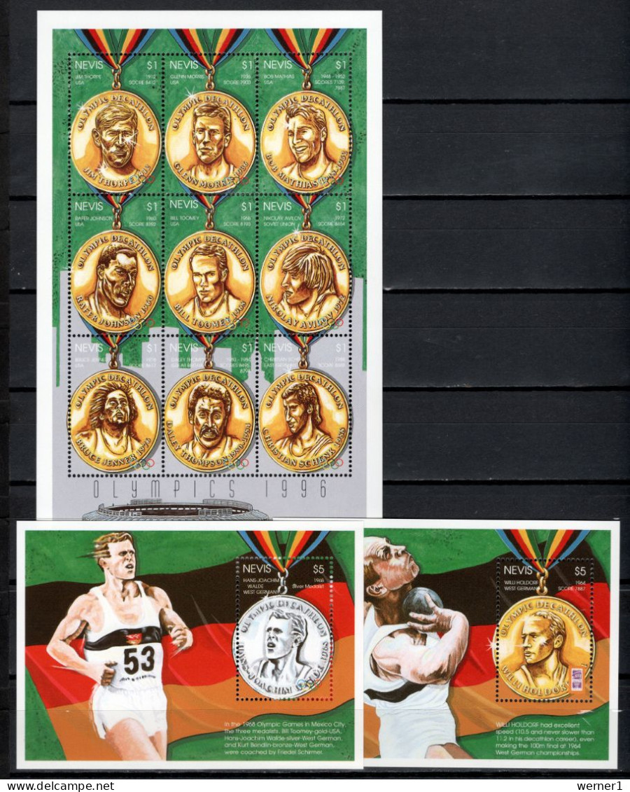 Nevis 1996 Olympic Games Atlanta, Medal Winners Sheetlet + 2 S/s MNH - Verano 1996: Atlanta