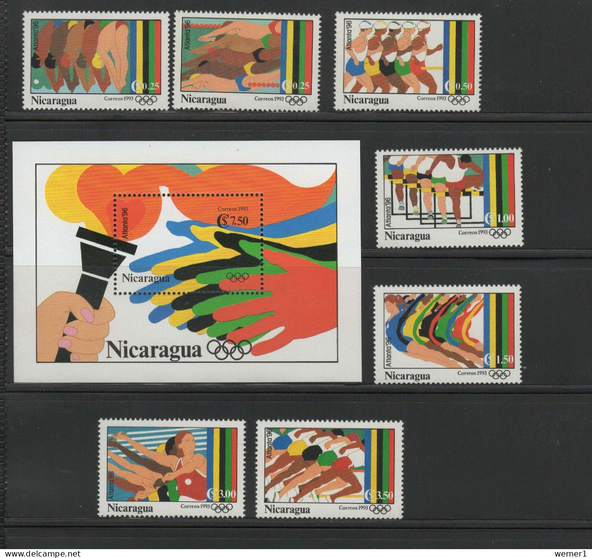 Nicaragua 1993 Olympic Games Atlanta, Set Of 7 + S/s MNH - Verano 1996: Atlanta