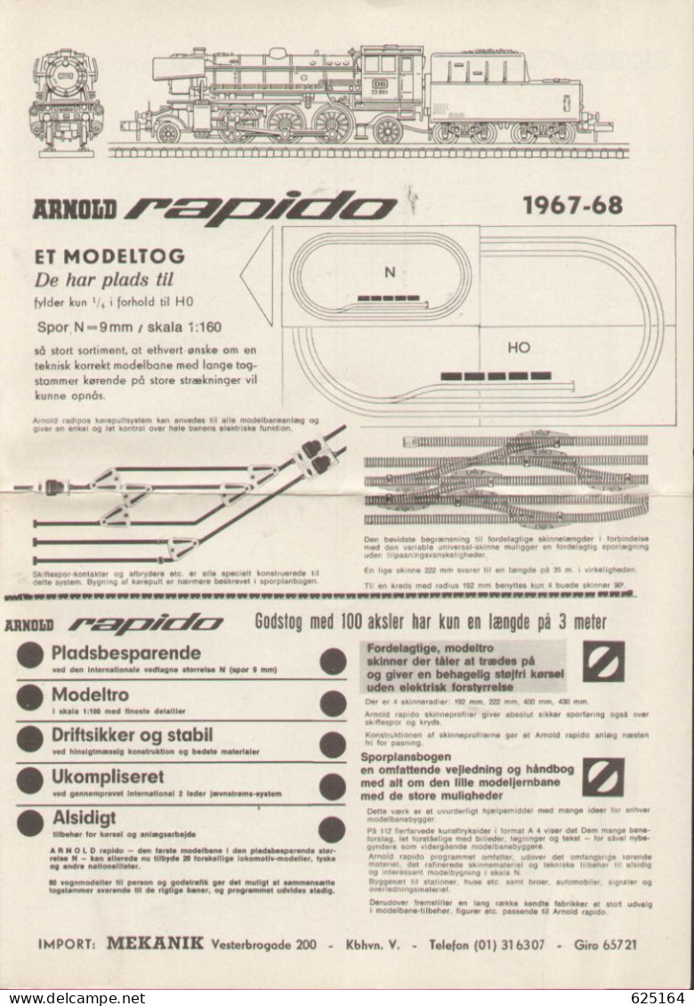 Catalogue ARNOLD RAPIDO 1967/68 PRIS - BESTILLINGSLISTE Spor N Skala 1/160 - En Danois - Non Classés