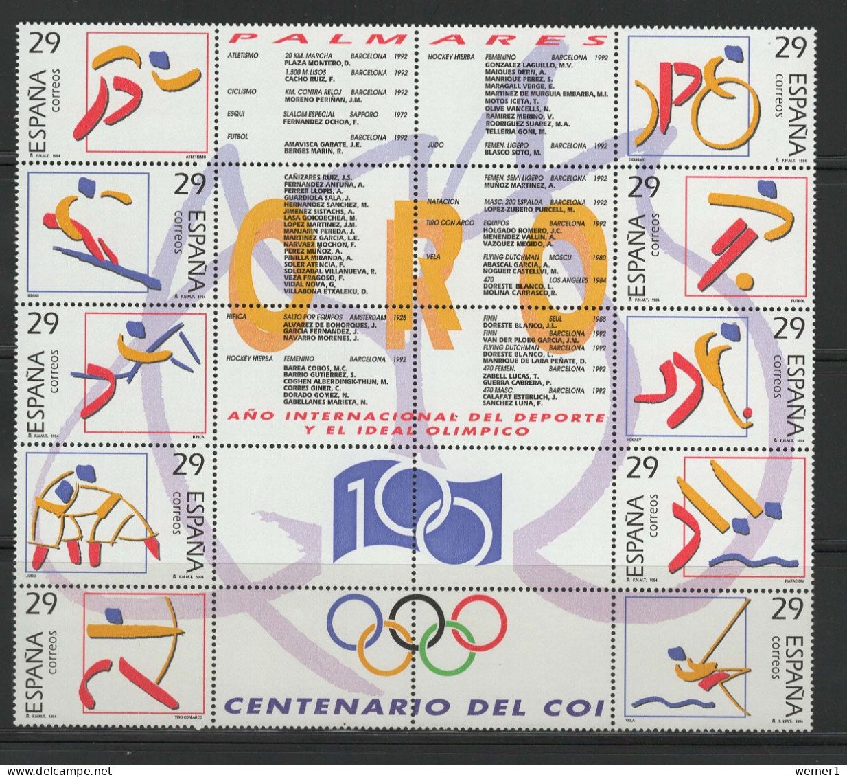 Spain 1994 Olympic Games, Equestrian, Judo, Football Soccer Etc. Sheetlet MNH - Sommer 1996: Atlanta