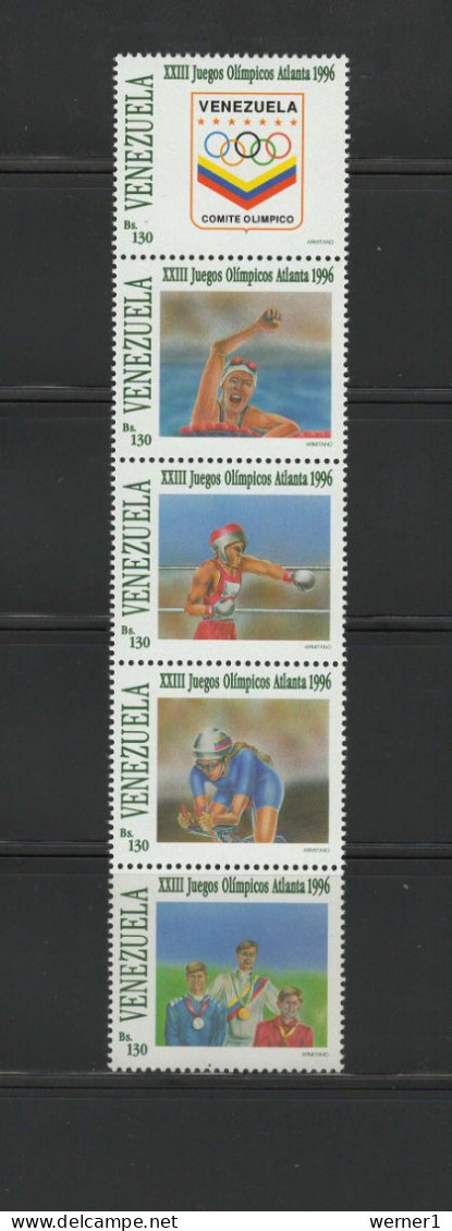 Venezuela 1996 Olympic Games Atlanta, Boxing, Swimming, Cycling Etc. Strip Of 5 MNH - Verano 1996: Atlanta