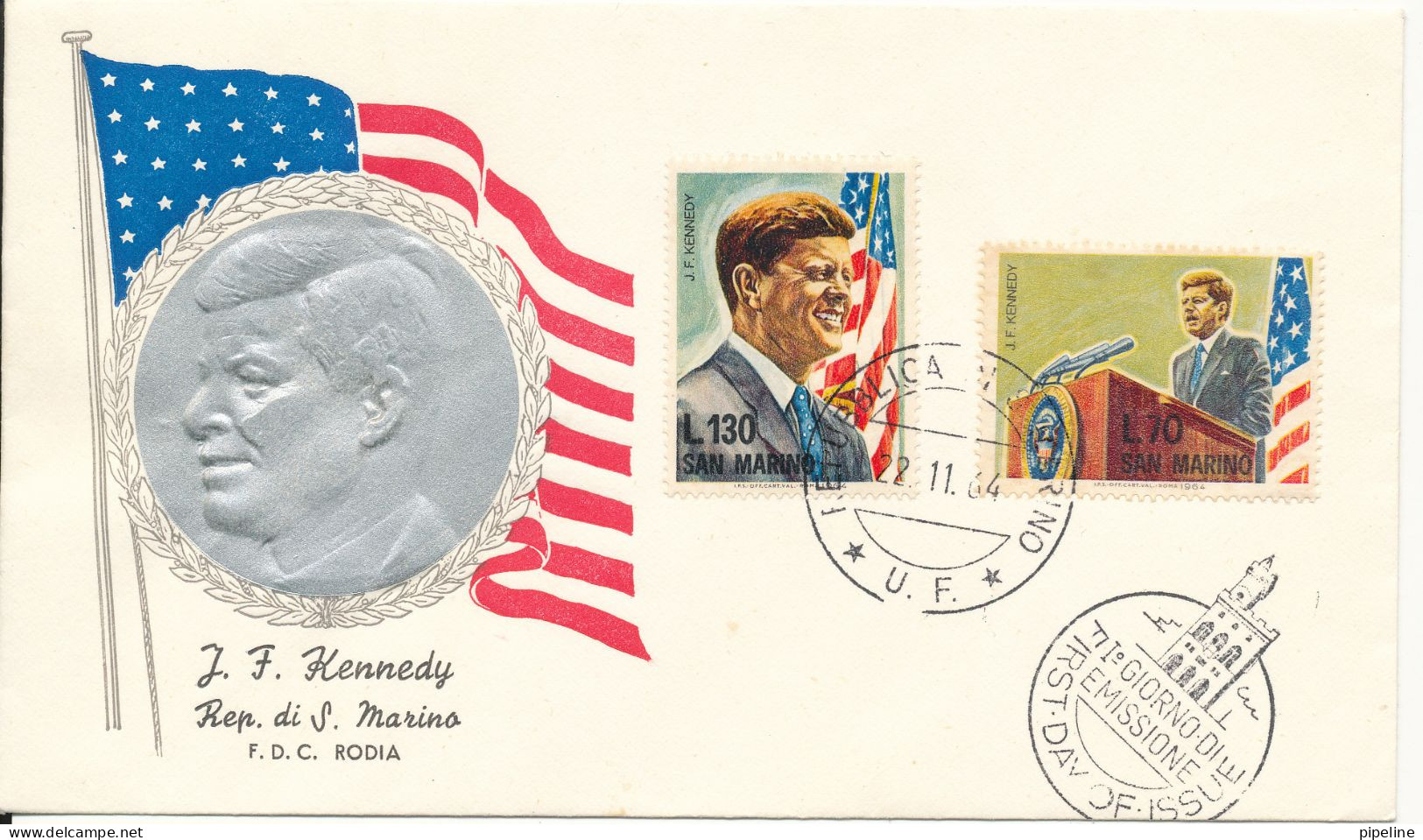 San Marino FDC 22-11-1964 J. F. Kennedy With Cachet - FDC