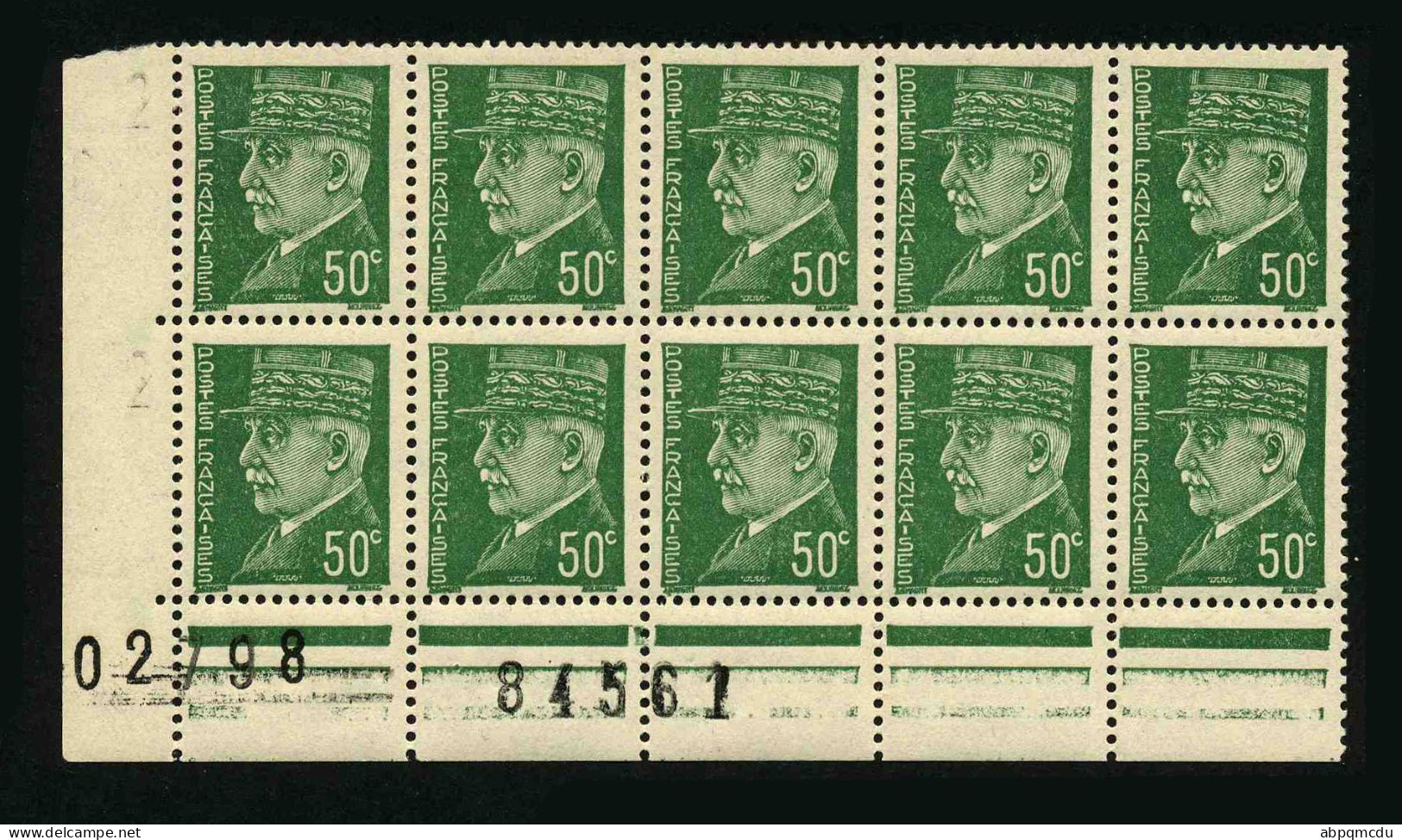 FRANCE - YT 508 - BLOC DE 10 TIMBRES PROVENANT D'UNE FEUILLE DE REMPLACEMENT - Unused Stamps