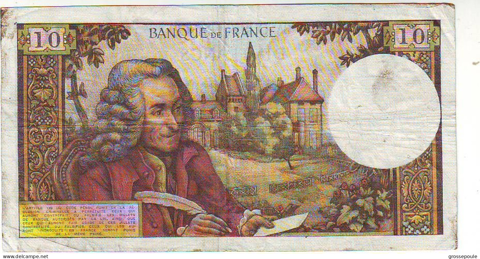 Billet 10 Francs VOLTAIRE - Du 7 Novembre 1963 -  état 6/10 - 10 F 1963-1973 ''Voltaire''