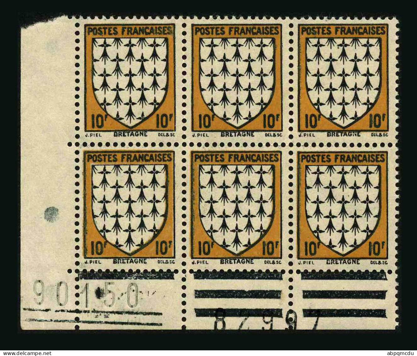 FRANCE - YT 573 - BLOC DE 6 TIMBRES PROVENANT D'UNE FEUILLE DE REMPLACEMENT - Unused Stamps