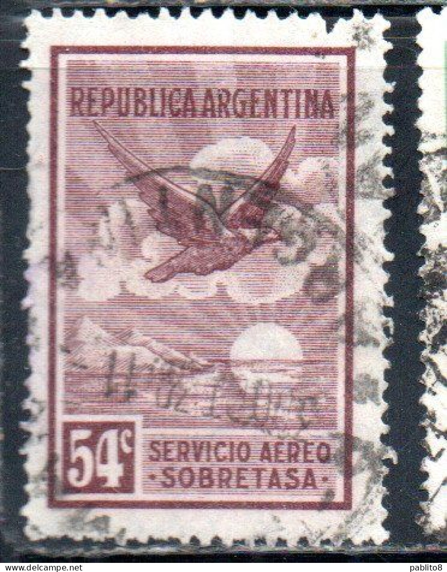 ARGENTINA 1928 AIR POST MAIL CORREO AEREO AIRMAIL EAGLE 54c USED USADO OBLITERE' - Airmail