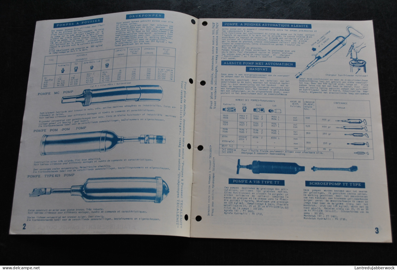 Catalogue De Présentation De Produits TECALEMIT ALEMITE Graissage Smeerapparaten Etablissements Daniel DOYEN 1957? - Basteln