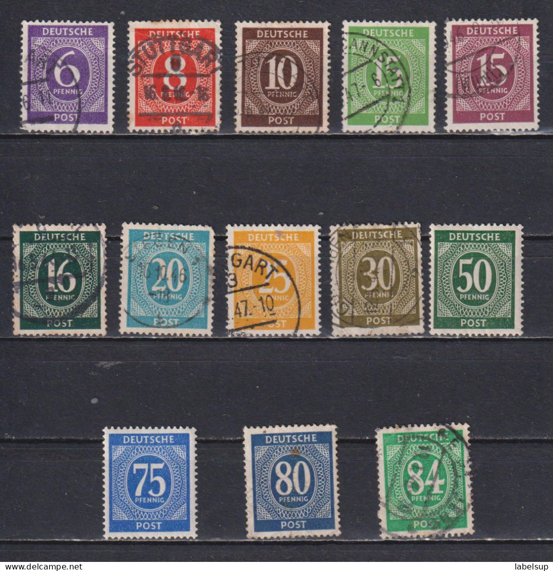 Lot De Timbres D'Allemagne Occupation Alliée Trizone Chiffres De 1946 - Used