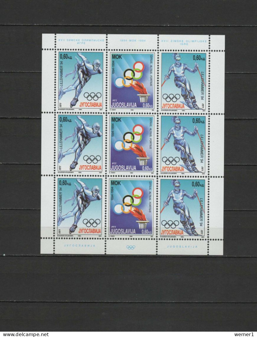 Yugoslavia 1994 Olympic Games Lillehammer Sheetlet MNH - Winter 1994: Lillehammer