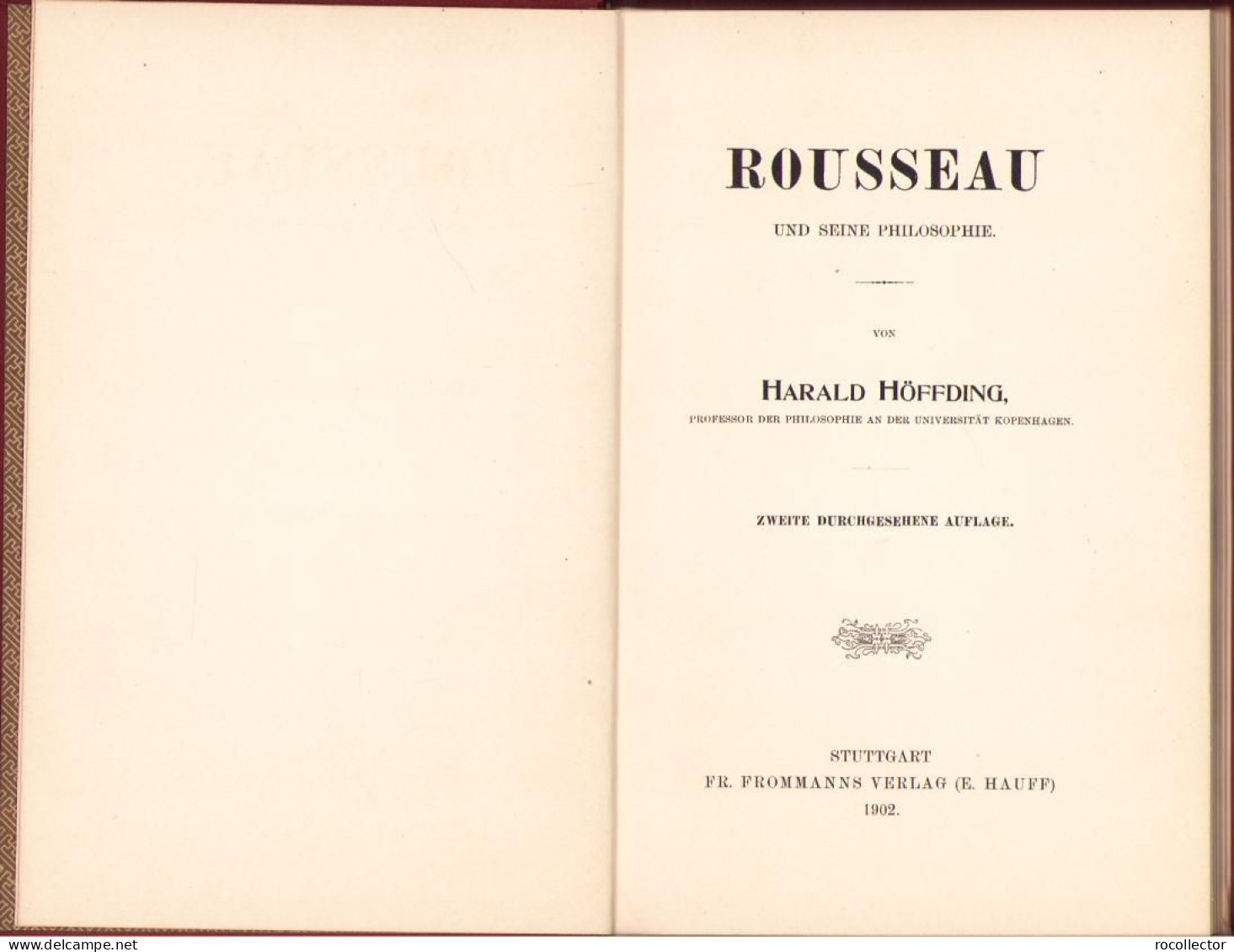 Rousseau Und Seine Philosophie Von Harald Höffding, 1902, Stuttgart C1320 - Old Books