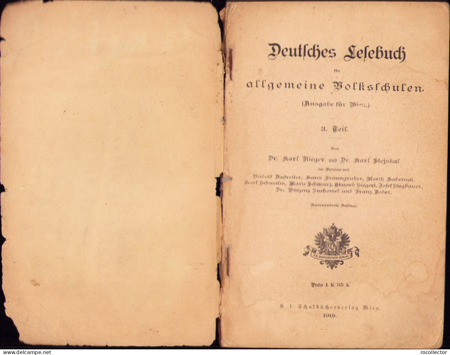 Lesebuch Für Allgemeine Volksschulen (Ausgabe Für Wien) 1919 III Teil Wien C1274 - Livres Anciens