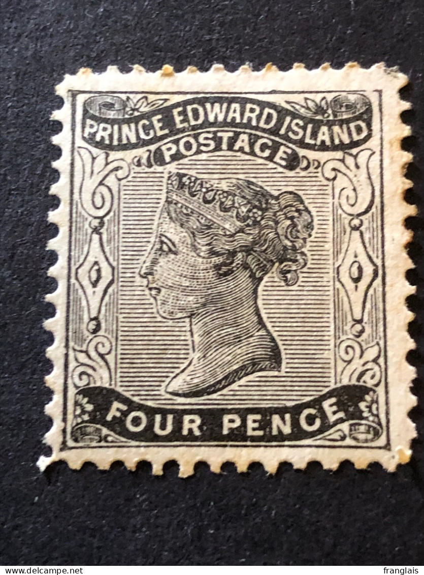 Prince Edward Island.  SG 31  4d Black. Perf 11 1/2 MH* - Unused Stamps