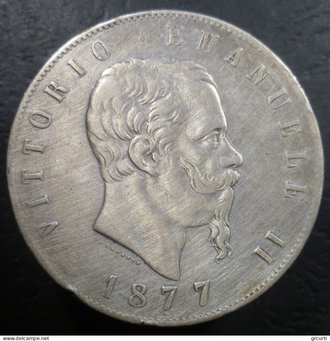 Regno D'Italia - 5 Lire 1877 R - Gig. 52 - UNI97 - KM# 8.3 - 1861-1878 : Victor Emmanuel II.