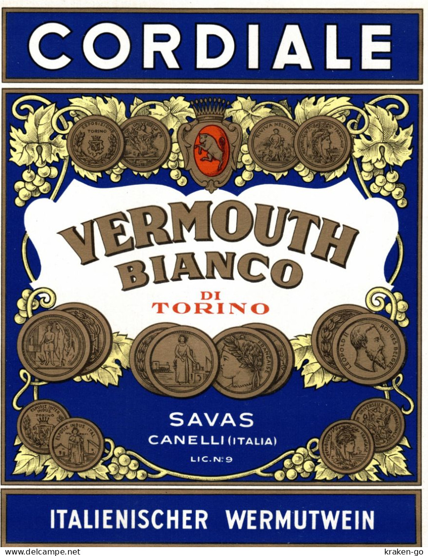 CANELLI, Asti - ETICHETTA D'EPOCA VERMOUTH BIANCO CORDIALE - #001 - Alcohols & Spirits