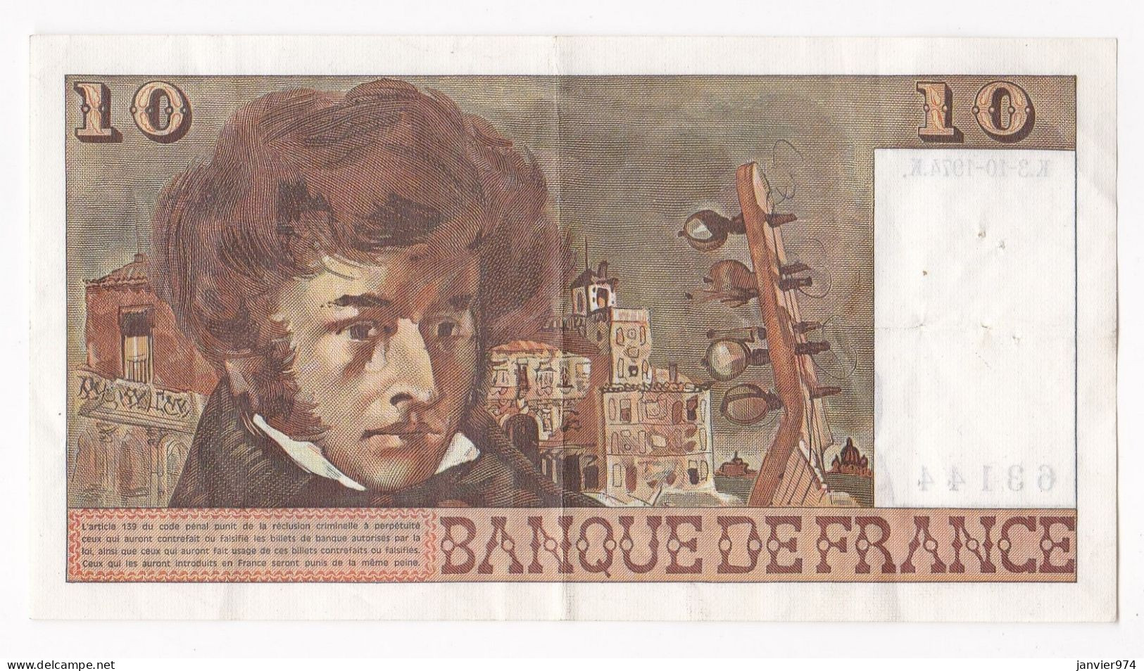 10 Francs Berlioz 3 - 10 - 1974 Alphabet L.116 N° 63114 - TTB - 10 F 1972-1978 ''Berlioz''