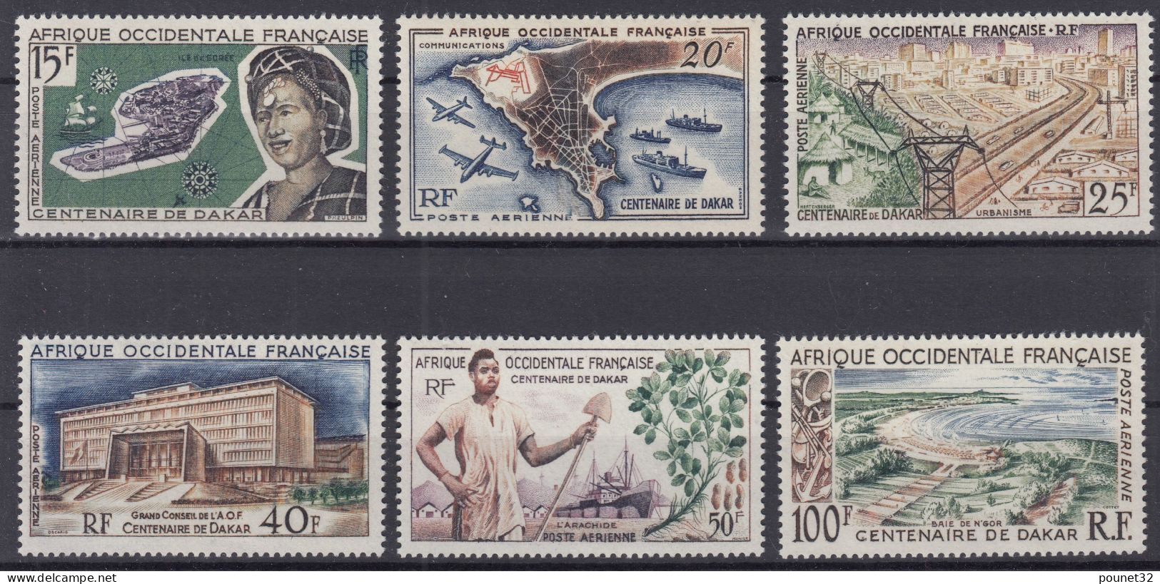 TIMBRE AOF SERIE DAKAR POSTE AERIENNE N° 22/28 NEUFS * GOMME CHARNIERE PROPRE - Nuovi