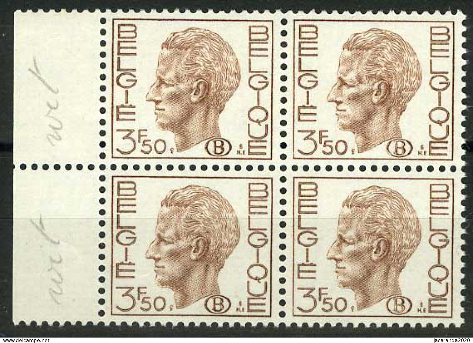 België S64P2 ** - Koning Boudewijn - Type Elström - 3,50 Bruin - WIT Papier - BLANC - Dienstzegels - Timbres De Service - Mint