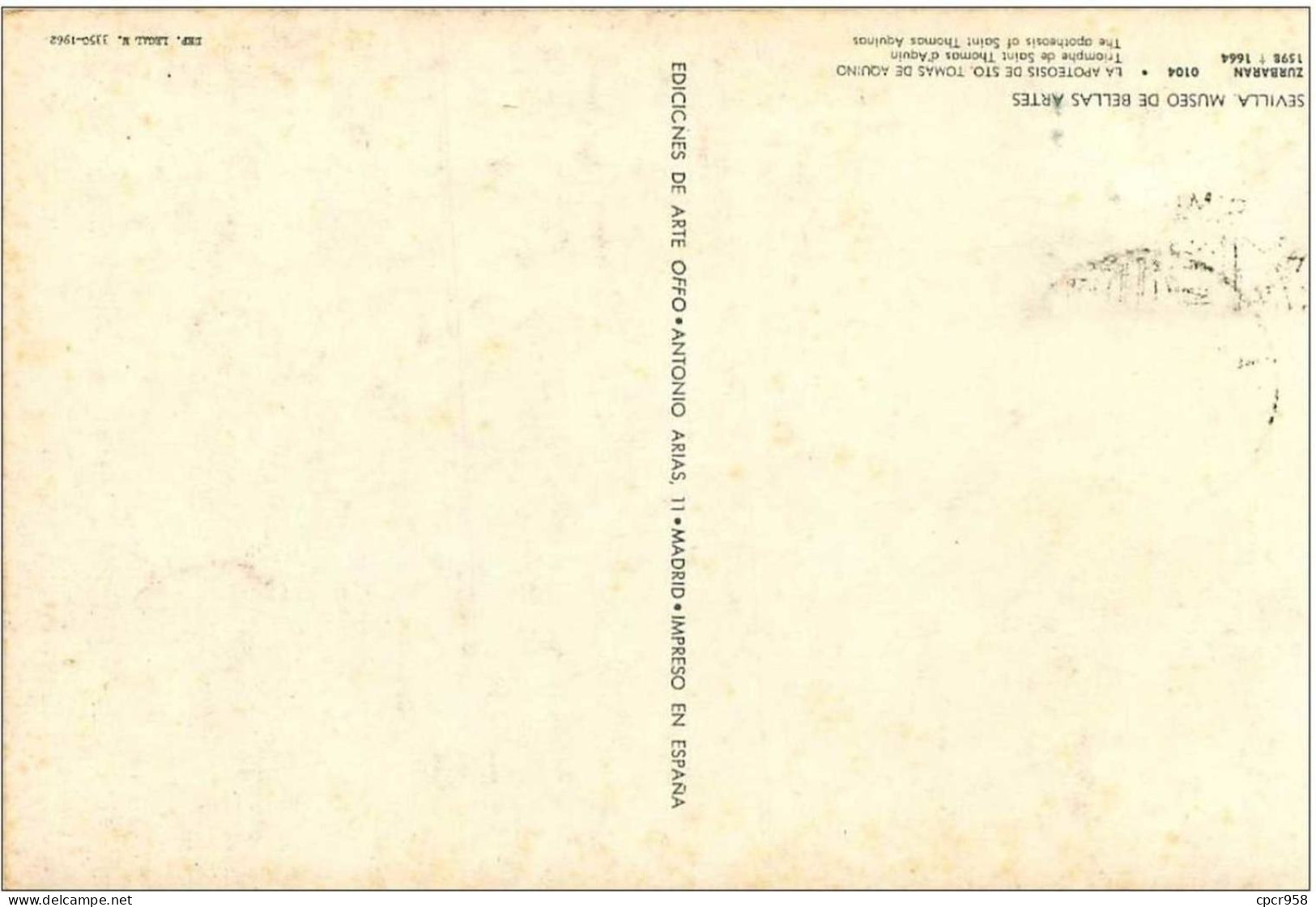 TIMBRES.CARTE MAX.n°9352.ESPAGNE.1962.ZURBARAN.TRIOMPHE DE SAINT THOMAS D'AQUIN - Maximum Kaarten