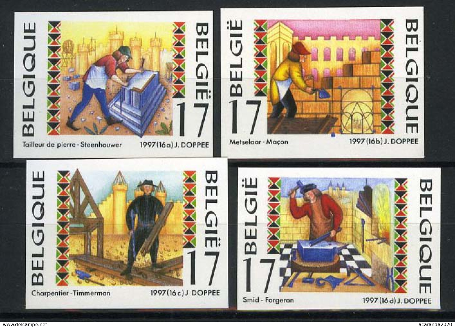 België 2721/24 ON - Ambachtelijke Beroepen - Métiers Artisanaux - 1981-2000