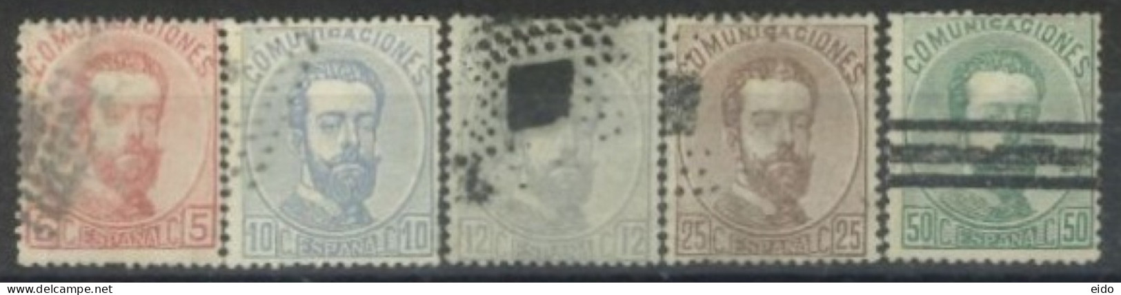 SPAIN,  1872/73 - KING AMADEO STAMP, # 178.181/82,184, & 186, USED. - Oblitérés