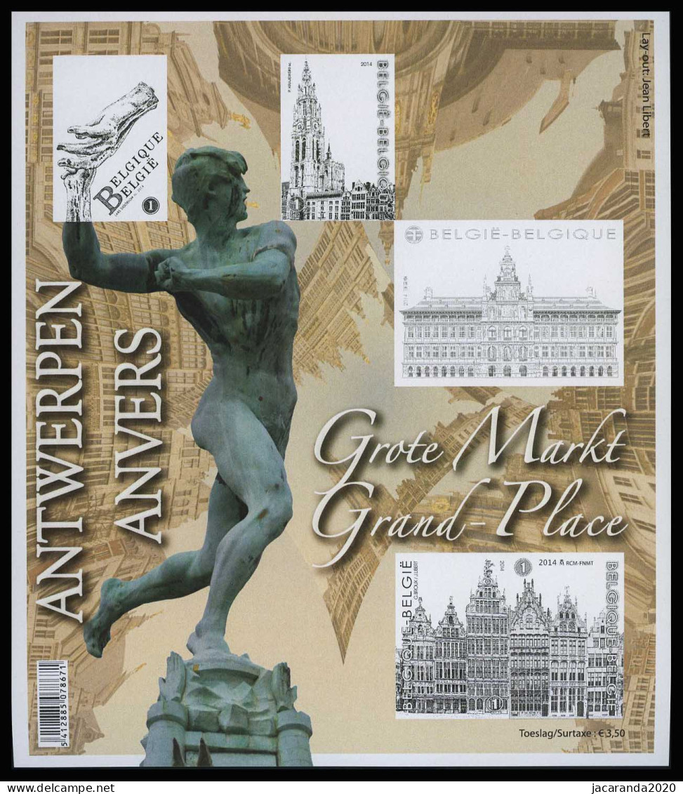 België GCD 12 - 2014 - Antwerpen - Grote Markt - Brabo - (BL219) - Feuillets N&B Offerts Par La Poste [ZN & GC]