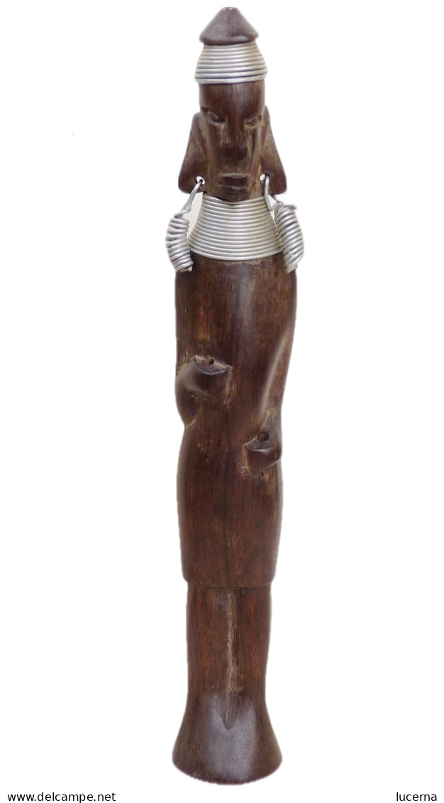 STATUE GUERRIER AFRICAIN Bois TRIBUE MASSAÏ - Silverware