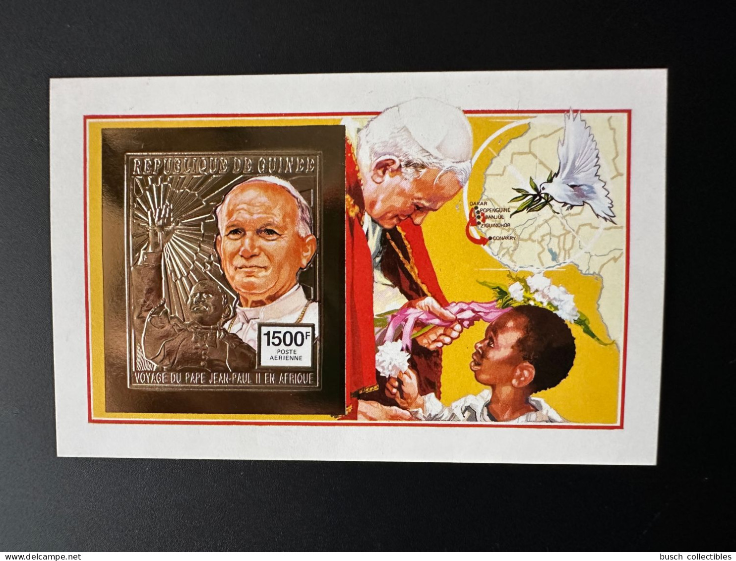 Guinée Guinea 1992 Mi. Bl. 428B ND IMPERF Or Gold Pape Jean-Paul II Papst Johannes Paul Pope John Paul Dove - Papi