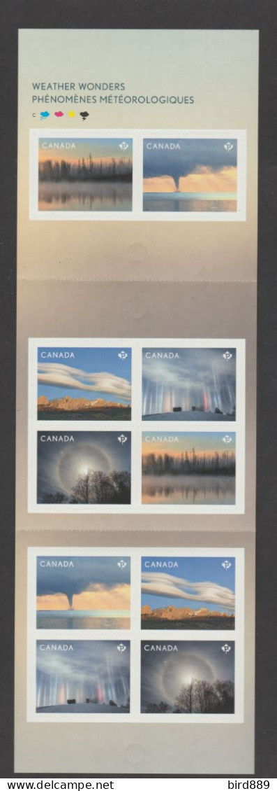 2018 Canada Weather Wonders Full Booklet Of 10 MNH - Carnets Complets