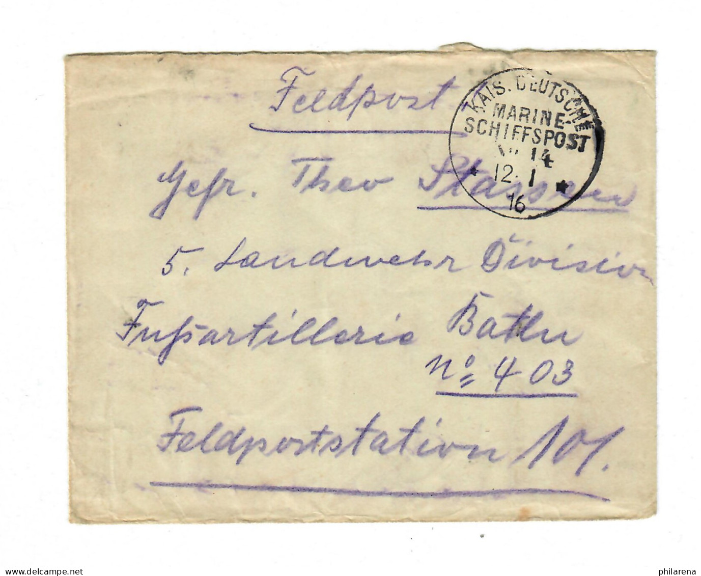 1916 KDMSP No 14, General Auf Feldpostbrief, Siehe Beschreibung - Feldpost (Portofreiheit)