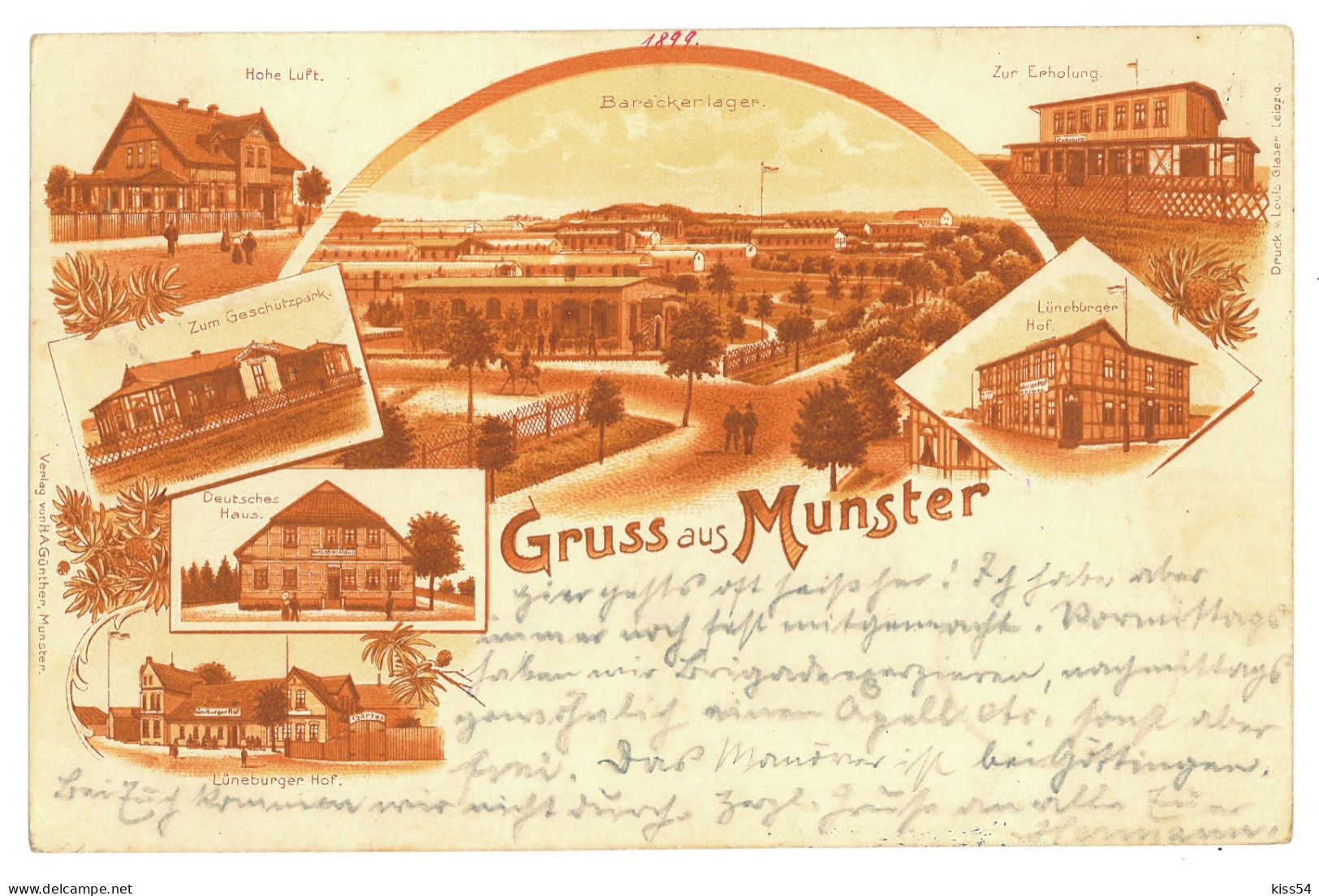 GER 35 - 16991 MUNSTER, Litho, Germany - Old Postcard - Used - 1899 - Munster