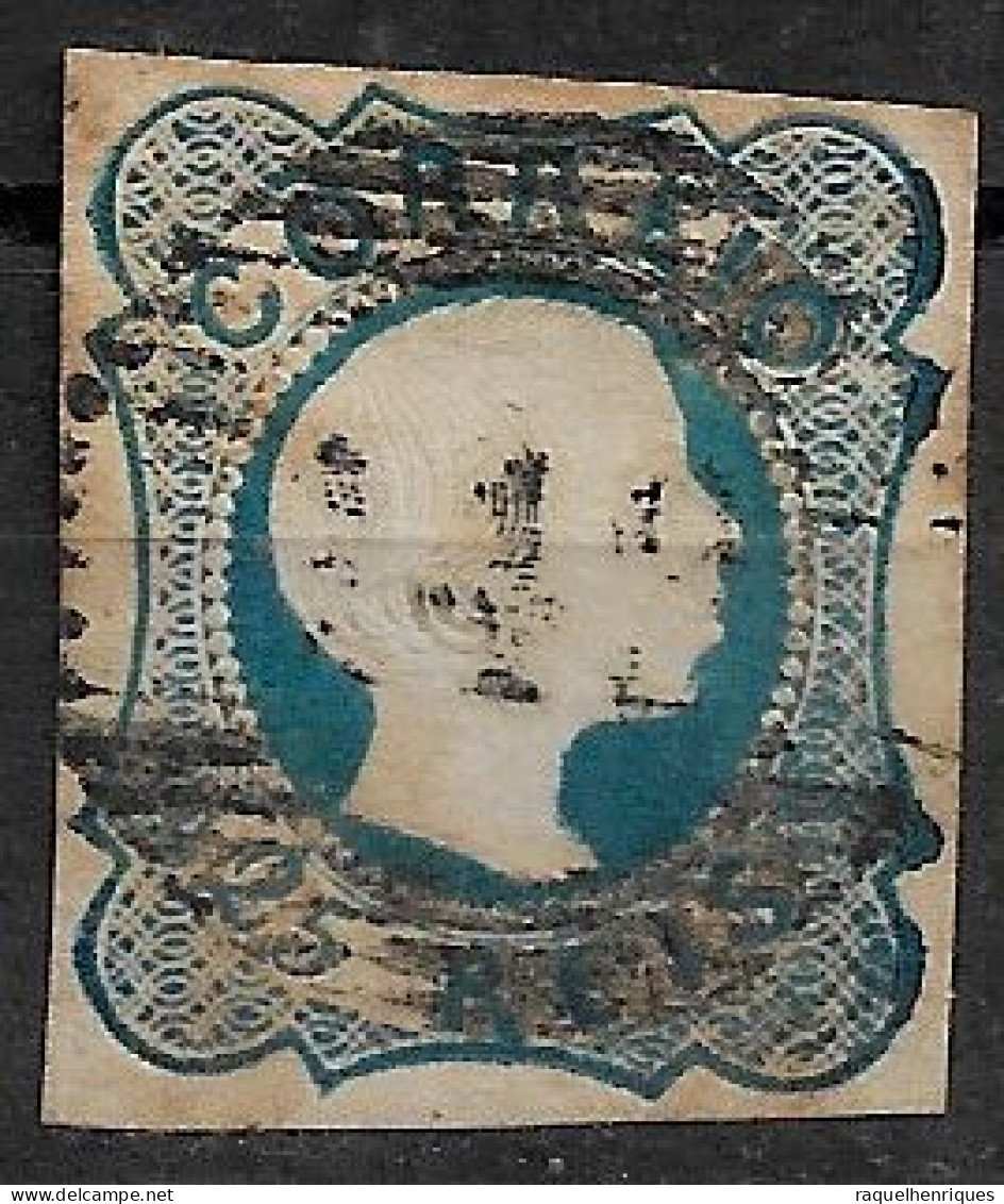 PORTUGAL 1855-56 D. PEDRO V 25R CABELOS LISOS CARIMBO (NP#94-P16-L7) - Gebraucht