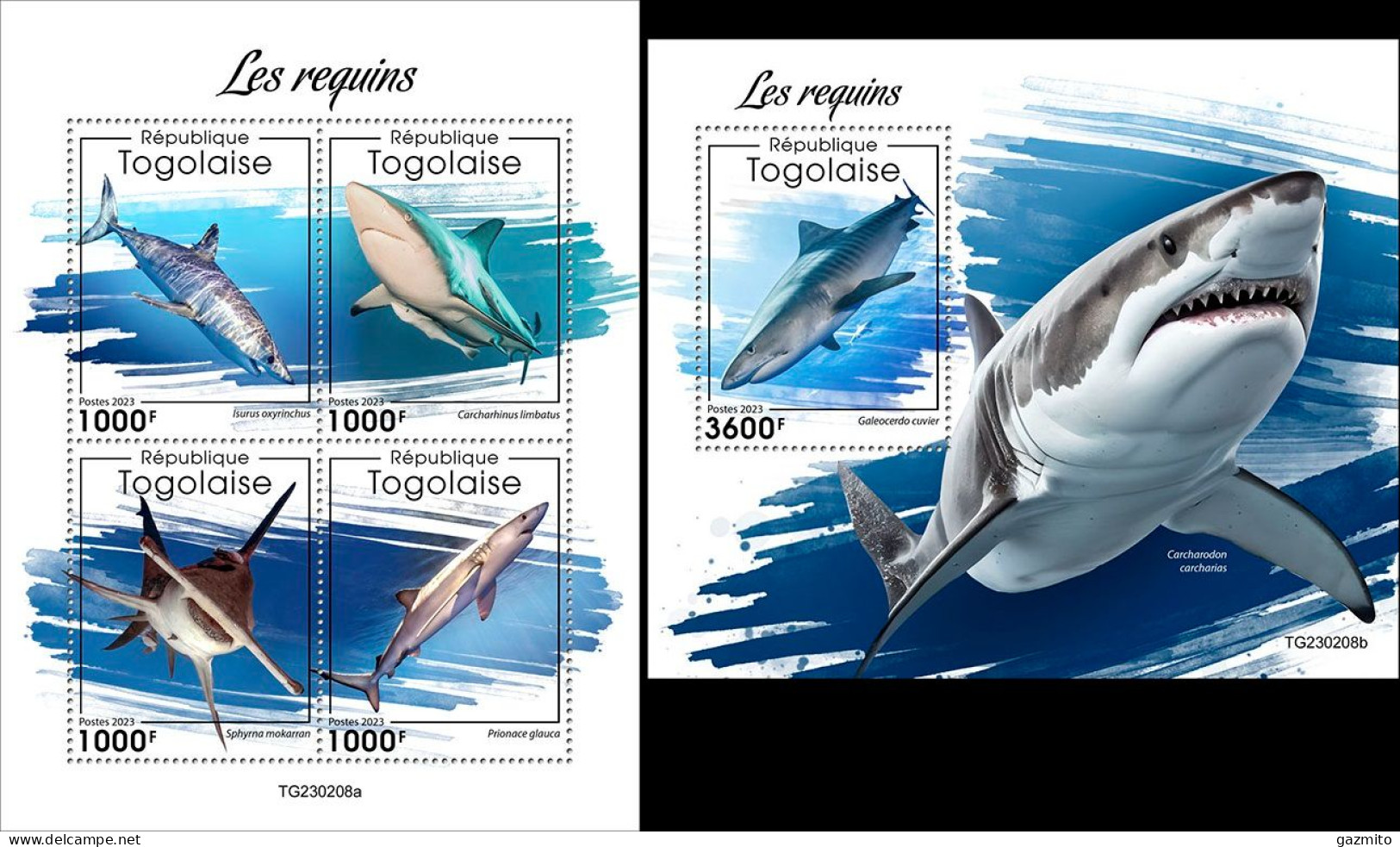 Togo 2023, Animals, Sharks, 4val In BF +BF - Andere & Zonder Classificatie