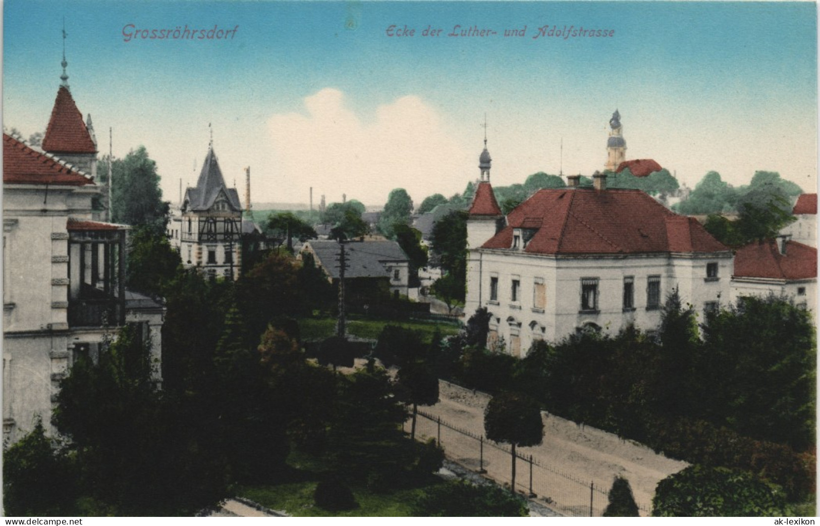 Ansichtskarte Großröhrsdorf Adolfstrasse Und Lutherstraße 1908 - Grossroehrsdorf