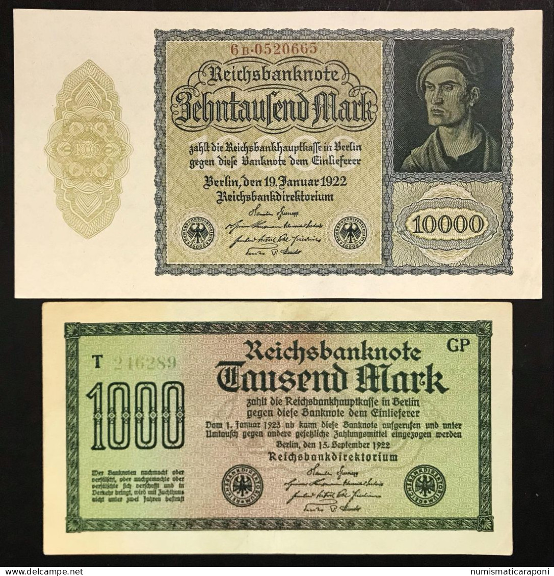 Germany Germania 1000 + 10000 + 10000 Mark 1922  LOTTO 474 - 10000 Mark