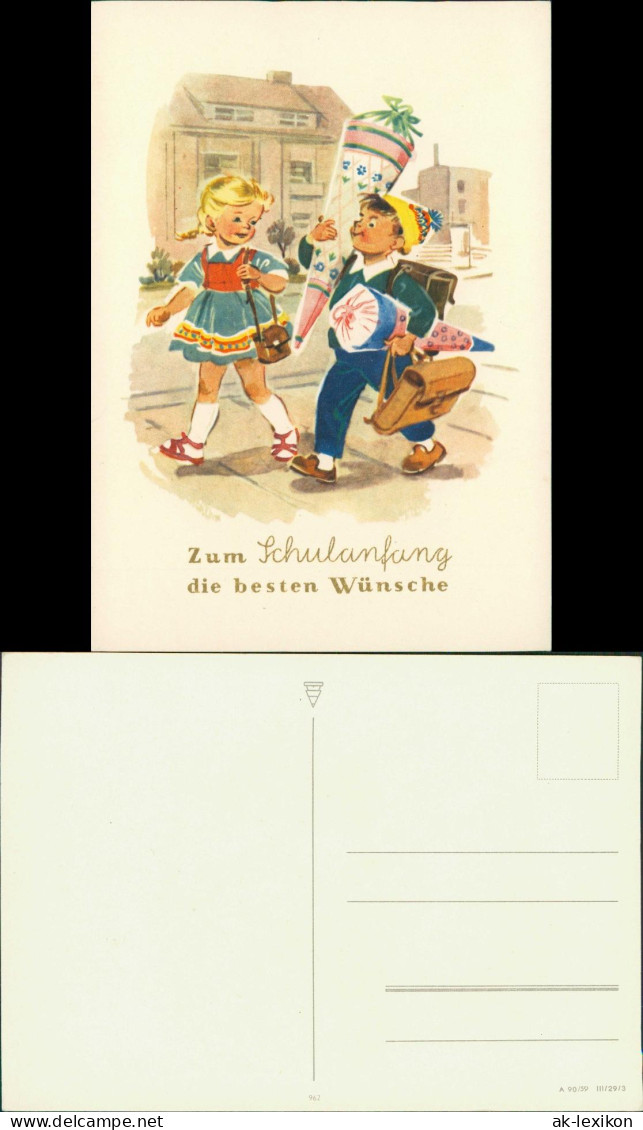 Glückwunsch Schulanfang & Einschulung: Kinder Mit Zuckertüte 1959 - Einschulung