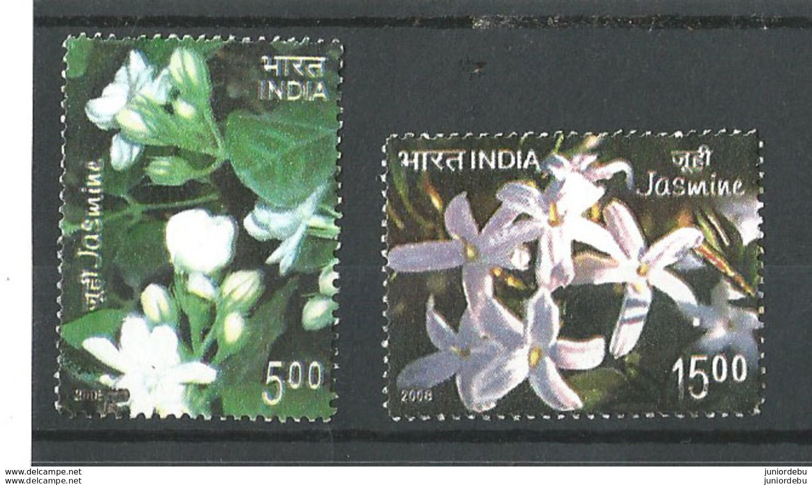 India - 2008 - Jasmine   -  Set Of 2 - USED. ( Flower ) ( OL 23.4.17 ) - Gebraucht