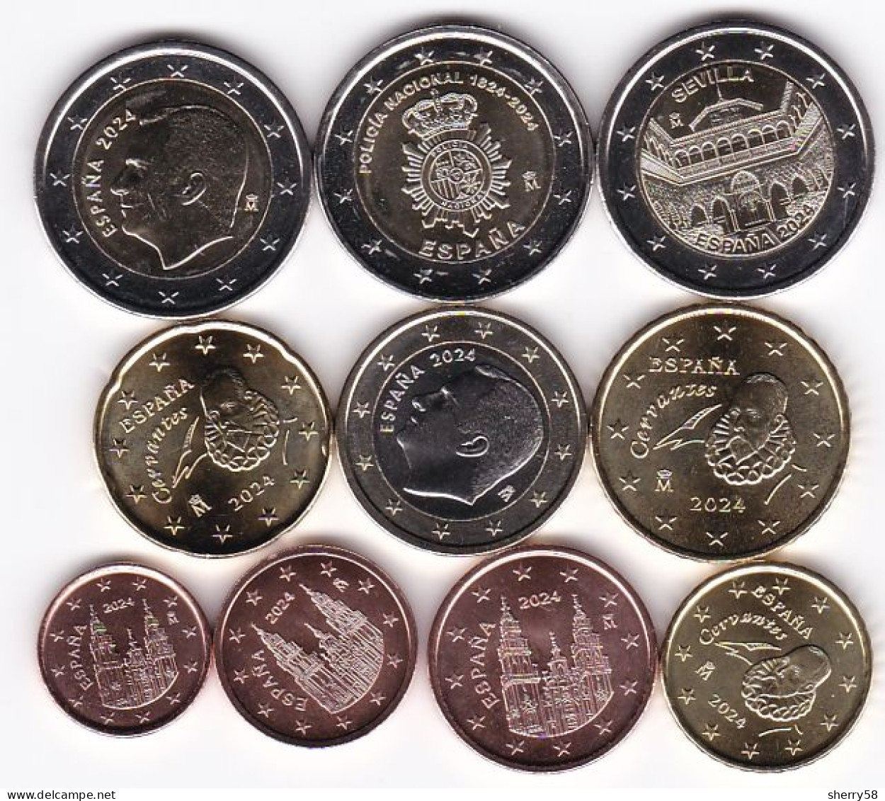 2024-ESPAÑA AÑO COMPLET0 (10 Monedas VER FOTO) - SIN CIRCULAR - Spagna