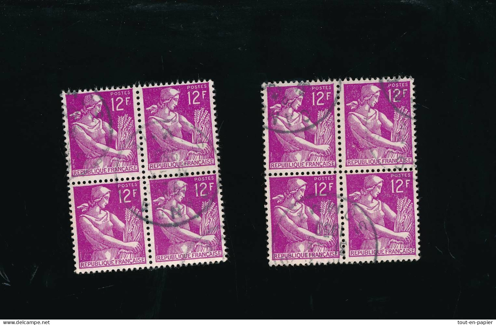 Lot De 2 Blocs De 4 Timbres  Moissoneuse  12f - 1957-1959 Reaper