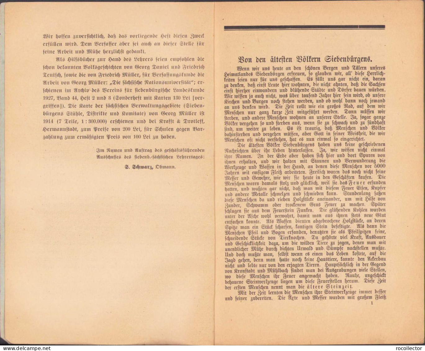 Bilder Aus Der Heimischen Geschichte. I Teil Von Hermann Rehner, 1933 Hermannstadt C286 - Livres Anciens