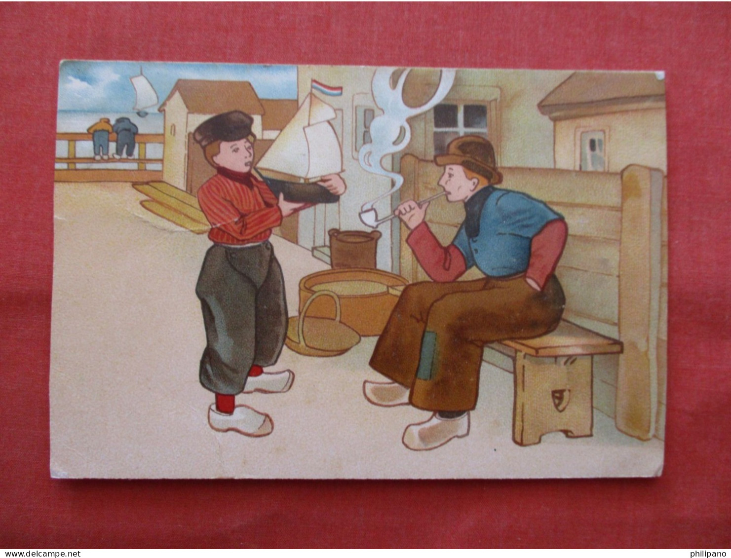 Dutch Pipe Smoking Man & Toy Boat Boy~  Ref 6370 - Europa