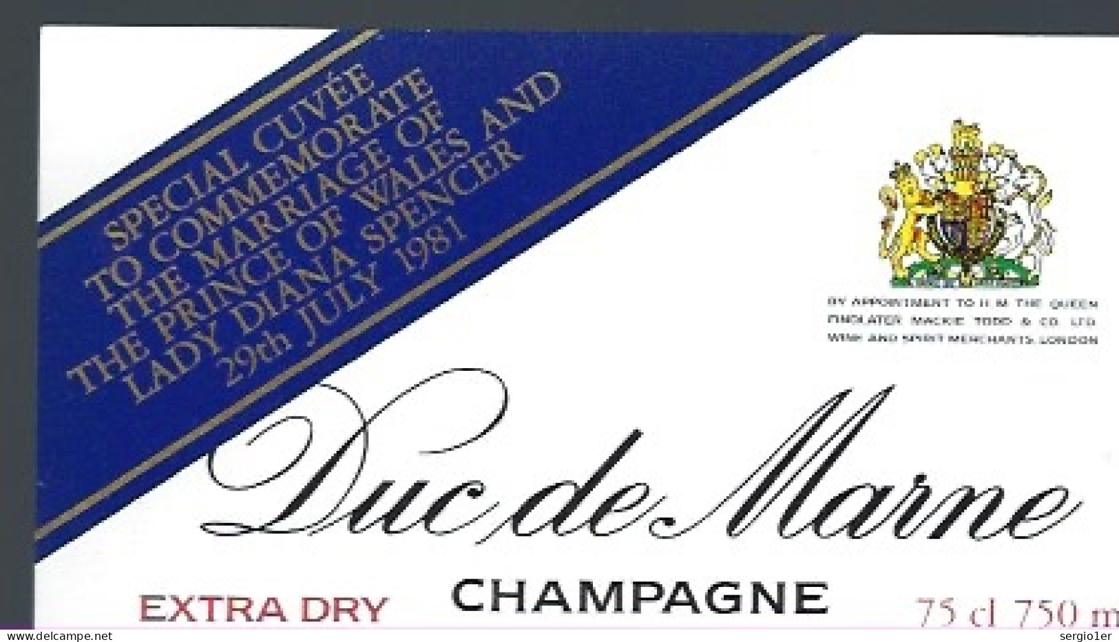 Etiquette Champagne Extra Dry Spécial Cuvée Mariage Du Prince De Galles Et De Lady Diana Spencer 29/7/1981 - Champagne