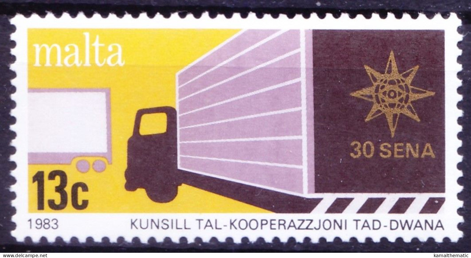 Malta 1983 MNH, Container Lorries And Badge, Trucks - Trucks