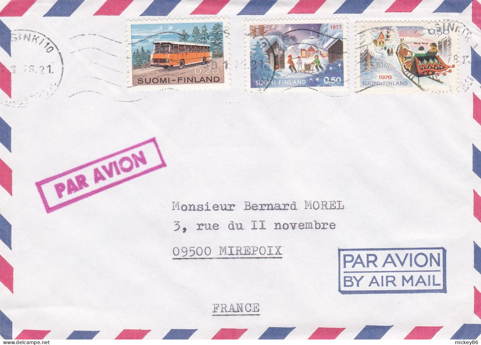 Finlande--1978--lettre D' HELSINKI Pour MIREPOIX-09 (France)...timbres...cachets - Lettres & Documents