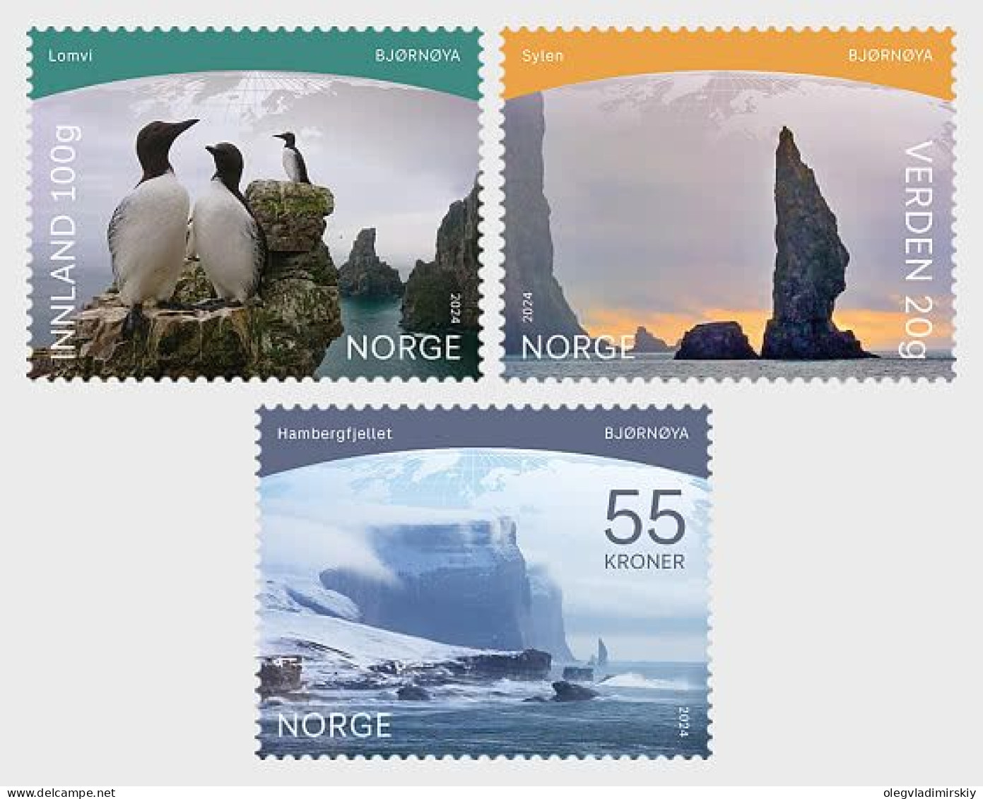 Norway Norvege Norwegen 2024 Polar Motifs Bear Island Birds Arctic Set Of 3 Stamps MNH - Faune Arctique