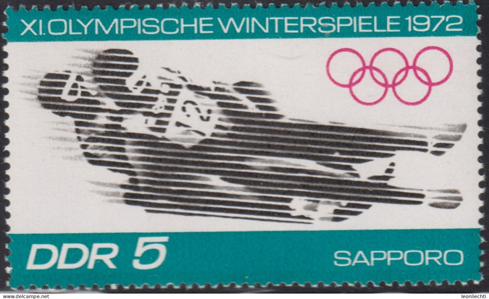 1971 DDR ** Mi:DD 1725, Sn:DD 1345, Yt:DD 1413, Sg:DD E1445, Rennrodeln, Olympische Winterspiele, Sapporo - Winter 1972: Sapporo