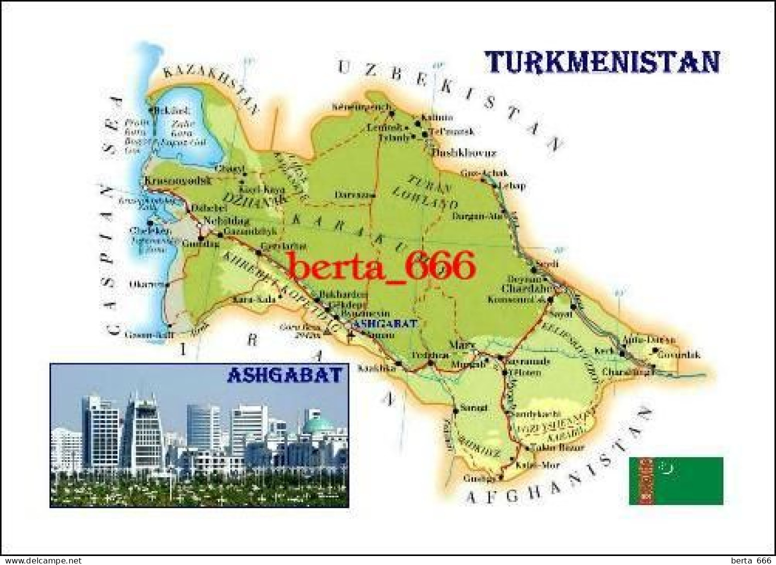 Turkmenistan Country Map New Postcard * Carte Geographique * Landkarte - Turkménistan