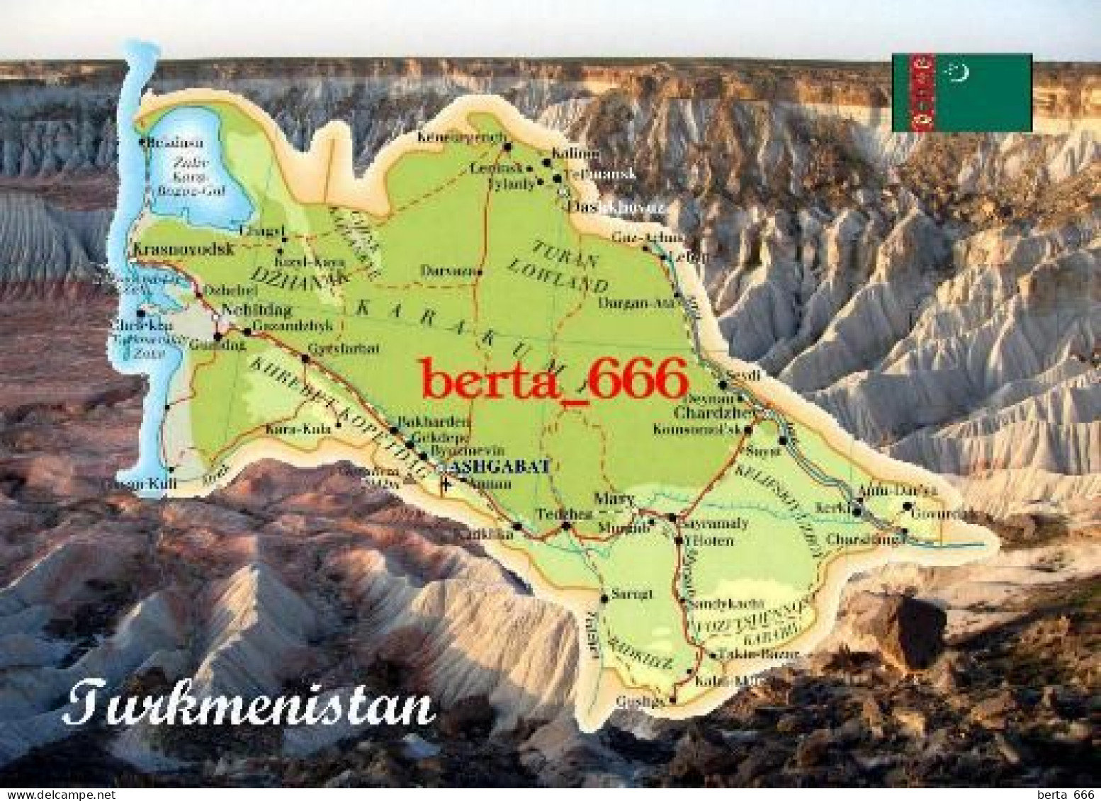 Turkmenistan Country Map New Postcard * Carte Geographique * Landkarte - Turkmenistan