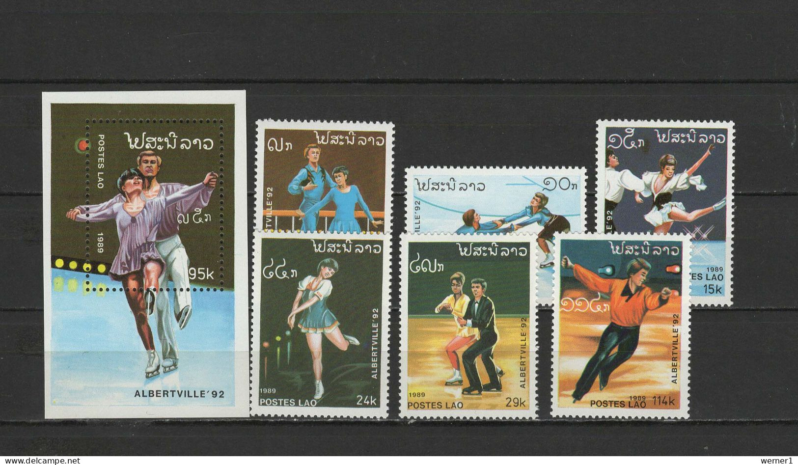 Laos 1989 Olympic Games Albertville Set Of 6 + S/s MNH - Inverno1992: Albertville