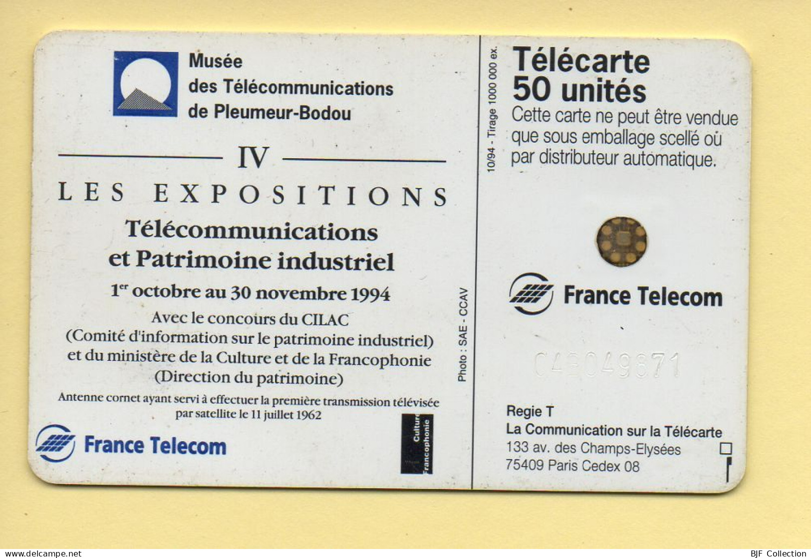 Télécarte 1994 : PATRIMOINE NATIONAL / 50 Unités / Numéro C4B049871 / 10-94 (voir Puce Et Numéro Au Dos) - 1994