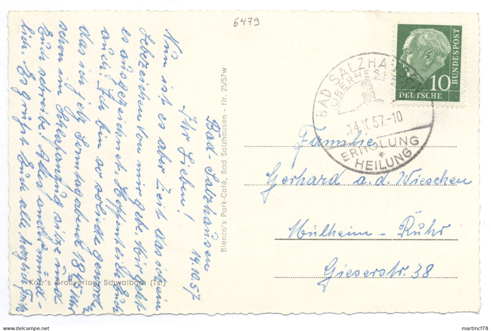 6479 Bad Salzhausen Heilquellen Gel. 1957 - Wetterau - Kreis